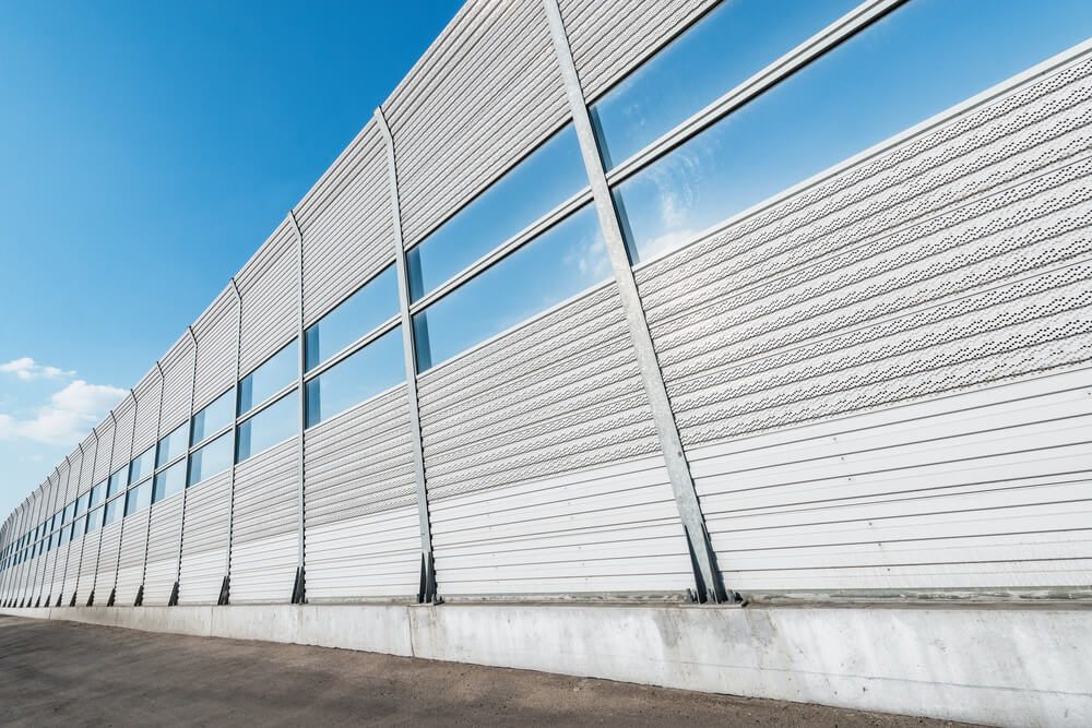 Heavy-duty industrial aluminum fencing on a job site
